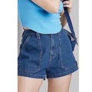 Wild Fable Women's High-Rise Cargo Utility Midi Denim Shorts NWT Size 14